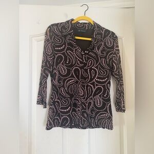 INC Brown and Pink Patterned Blouse